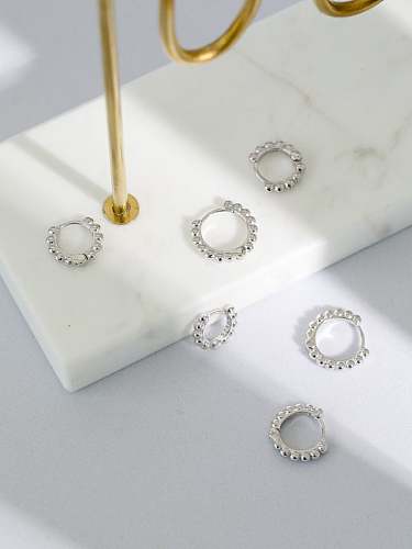 925 Sterling Silver Bead Geometric Vintage Huggie Earring