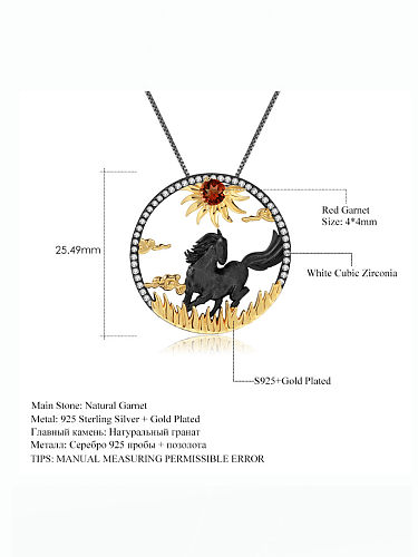 Collar vintage de plata de ley 925 con piedra natural del zodiaco