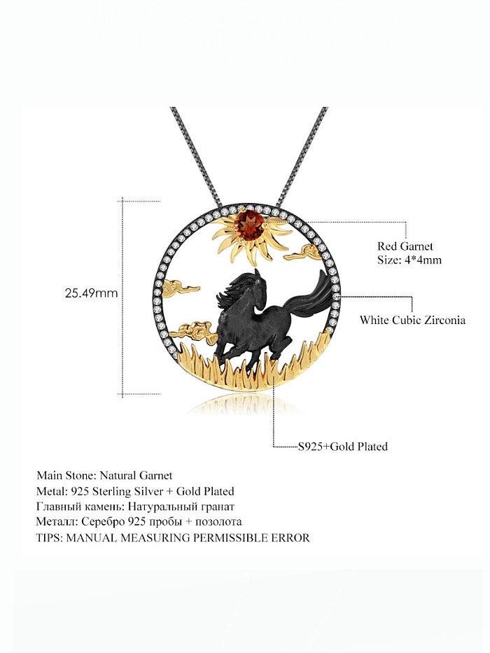 Collar vintage de plata de ley 925 con piedra natural del zodiaco