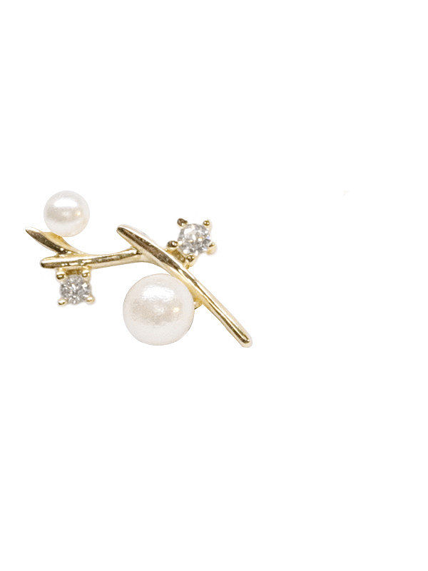 925 Sterling Silver Imitation Pearl Tree Trend Stud Earring