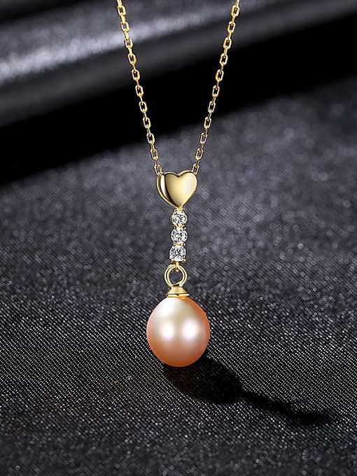 925 Sterling Silber Nachahmung Perle Herz minimalistische Halskette