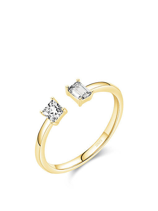 925 Sterling Silver Cubic Zirconia Geometric Minimalist Band Ring