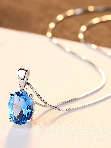 Sterling silver sky blue semi-precious stones minimalist necklace