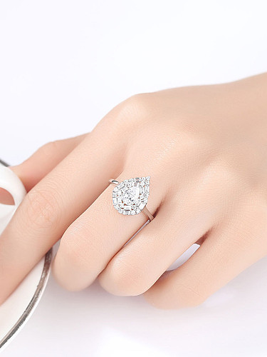 Sterling Silver water drop design 3A Zircon ring