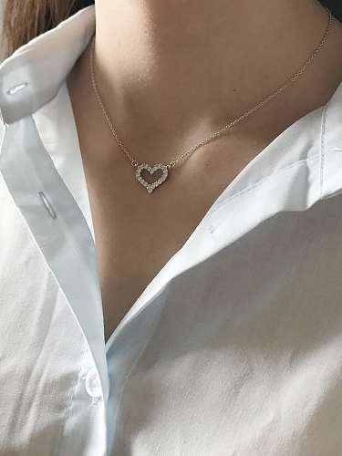 925 Sterling Silber einfache Art und Weise Herz-Anhänger-Halskette