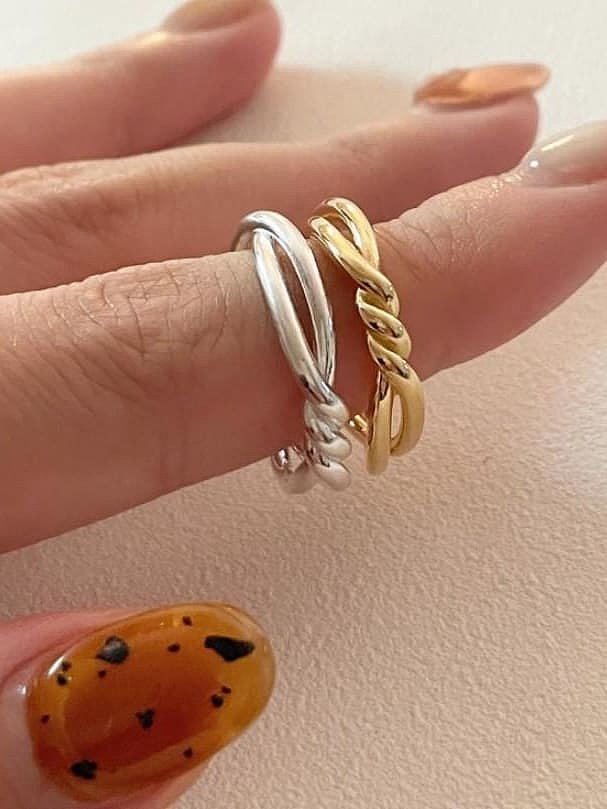 925 Sterling Silver Twist Irregular Vintage Band Ring