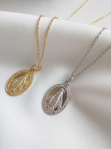 Collier religieux artisanal ovale en argent sterling 925