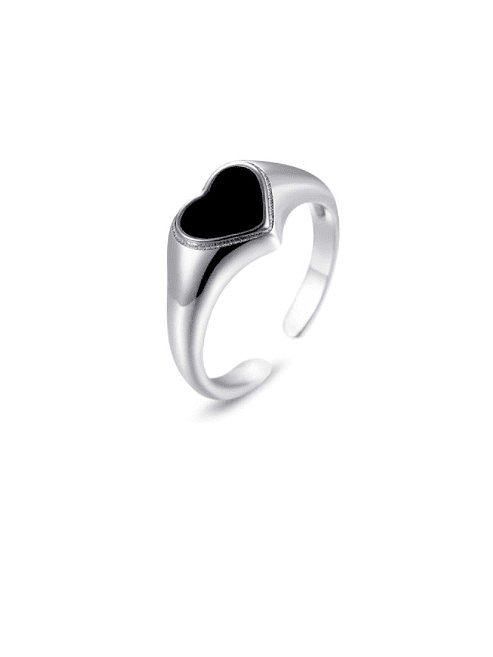 925 Sterling Silver With Platinum Plated Simplistic Heart Free Size Rings