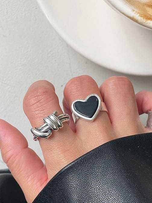 925 Sterling Silver Carnelian Heart Vintage Band Ring