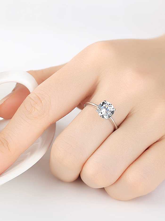 925 Sterling Silver Round Cubic Zirconia Minimalist Band Ring