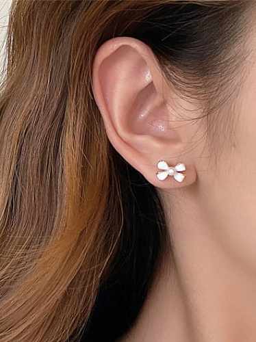 925 Sterling Silver Enamel Bowknot Minimalist Stud Earring