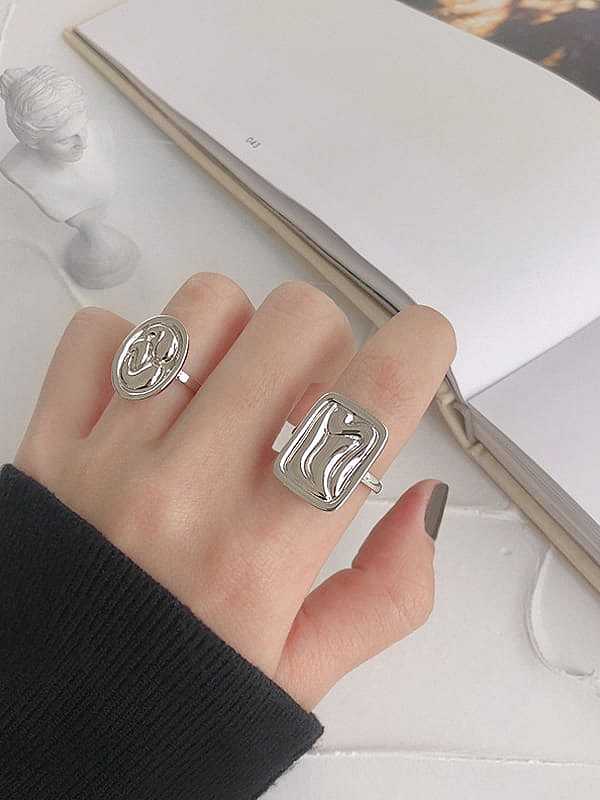 925 Sterling Silver Geometric Minimalist Free Size Band Ring