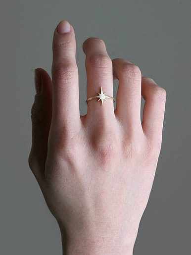 925 Sterling Silver Minimalist Smooth Star Free Size Ring