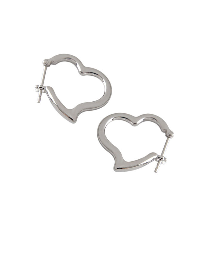 Boucles d'oreilles en argent sterling 925 avec clip coeur simpliste lisse