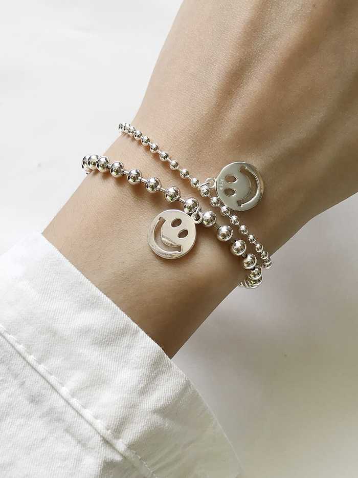Bracelet perlé vintage Smiley en argent sterling 925