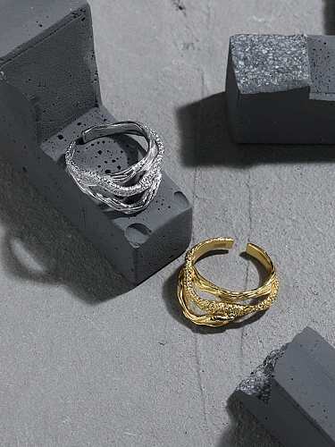 925 Sterling Silber hohler unregelmäßiger Vintage stapelbarer Ring