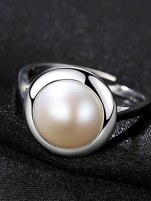 Sterling Silver 10-10.5mm natural pearls free size ring