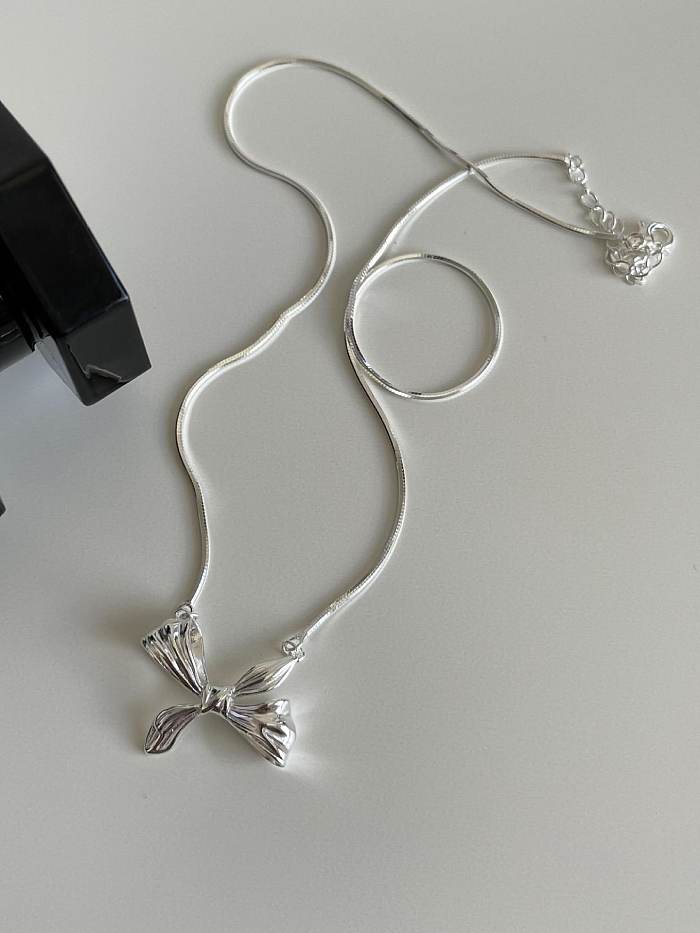 925 Sterling Silver Bowknot Vintage Necklace