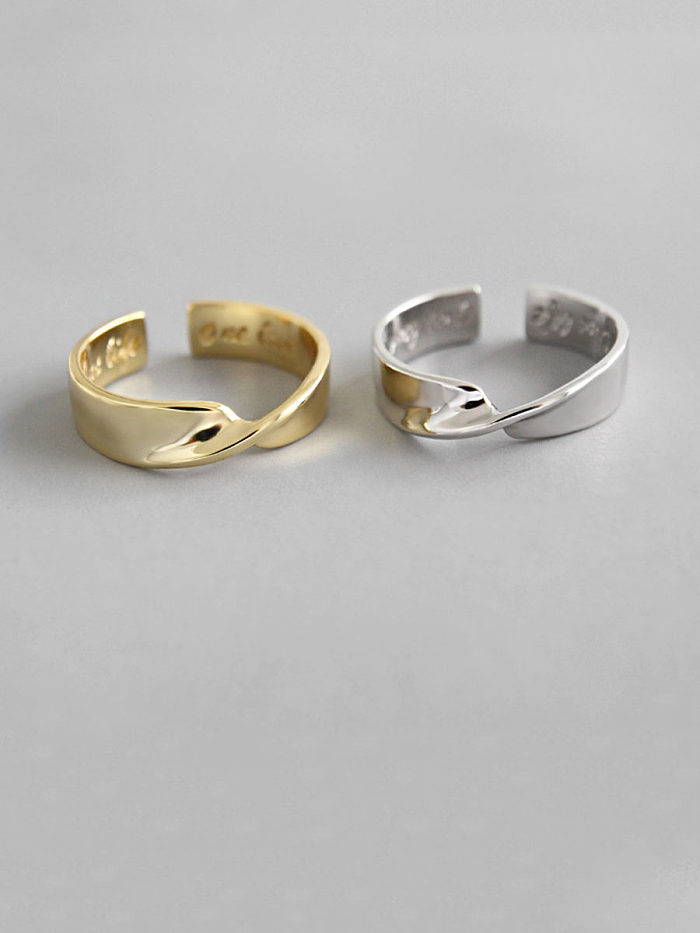 Plata de ley 925 con anillos de tamaño libre irregulares simplistas brillantes