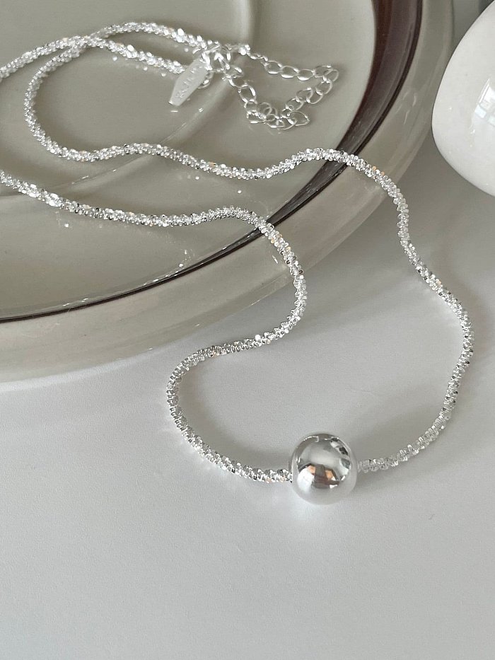 925 Sterling Silver Minimalist Round Ball Pendant Necklace