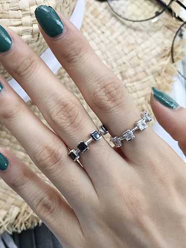 Anillo midi de tamaño libre minimalista cuadrado con circonita cúbica de plata de ley 925