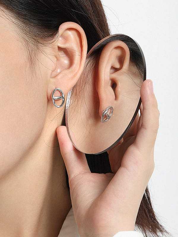 925 Sterling Silver Hollow Geometric Vintage Stud Earring