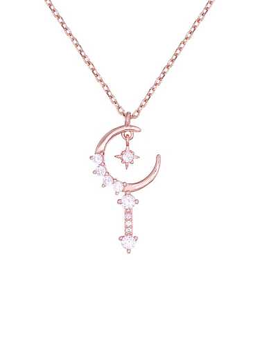 925 Sterling Silver Cubic Zirconia Moon Dainty Necklace