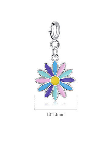 925 Sterling Silver Enamel Minimalist Flower Pendant