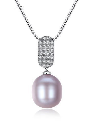 Collier pendentif perle d'eau douce de mode simple en argent sterling 925