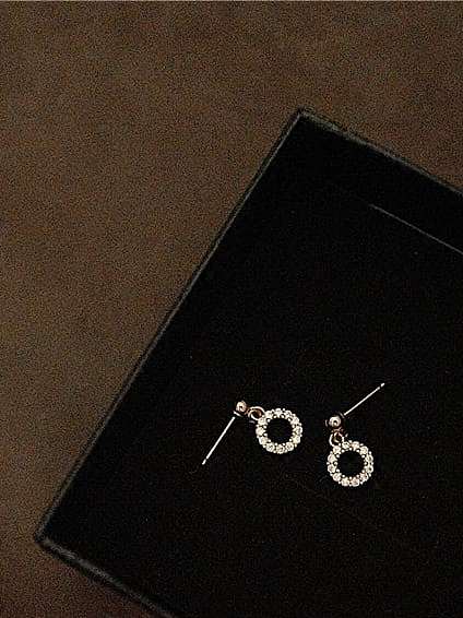 925 Sterling Silver Cubic Zirconia Round Dainty Drop Earring