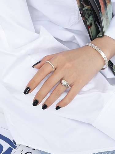 925 Sterling Silver Shell Heart Minimalist Band Ring