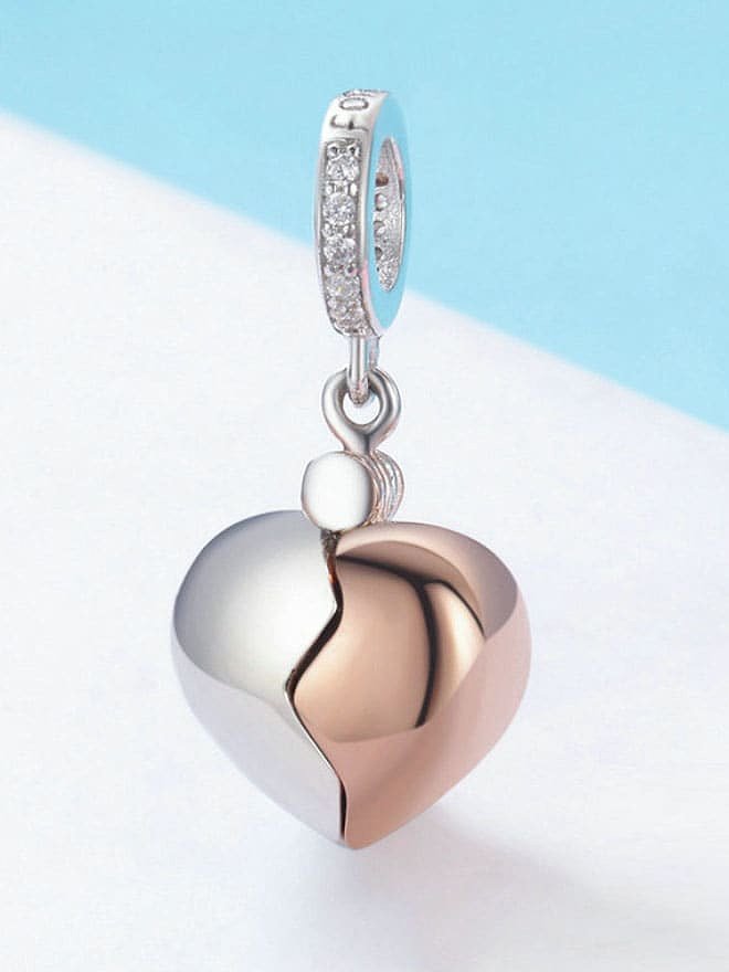 pingentes em forma de coração de zircão artificial em prata 925