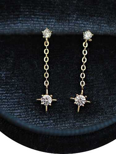 Boucles d'oreilles pendantes en argent sterling 925 avec zircon cubique