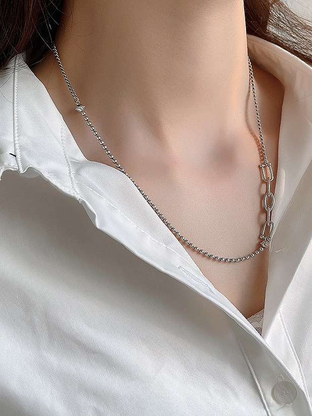 925 Sterling Silver Irregular Vintage Beaded Necklace