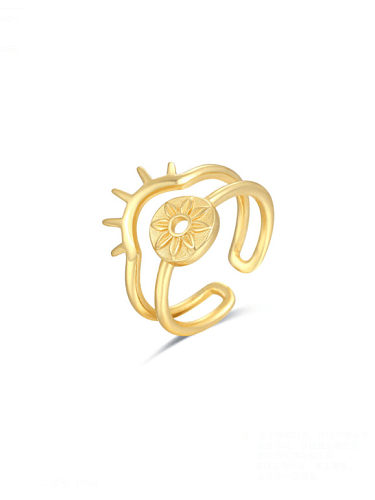 Plata de ley 925 con anillos de tamaño libre de sol simplistas chapados en oro