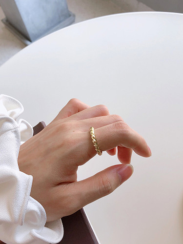 925 Sterling Silver With Gold Plated Simplistic Irregular Midi Rings