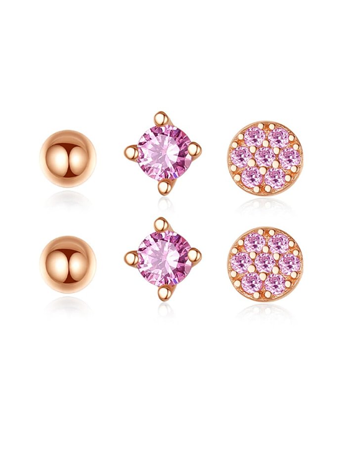 925 Sterling Silver Cubic Zirconia Geometric Minimalist Stud Earring