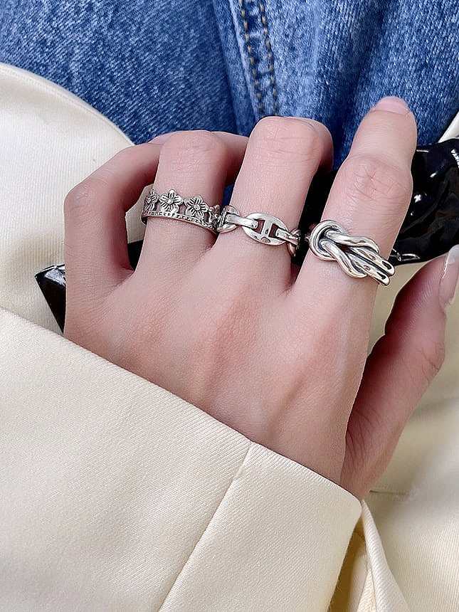 925 Sterling Silver Geometric Vintage Band Ring