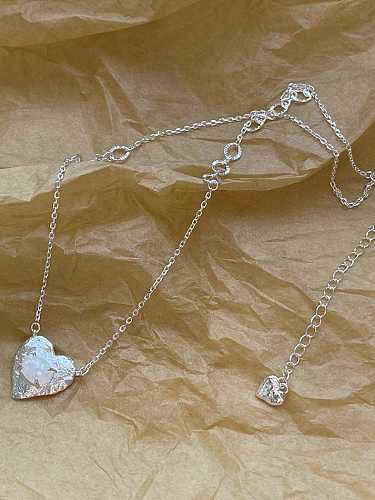 925 Sterling Silber Herz minimalistische Perlenkette Halskette
