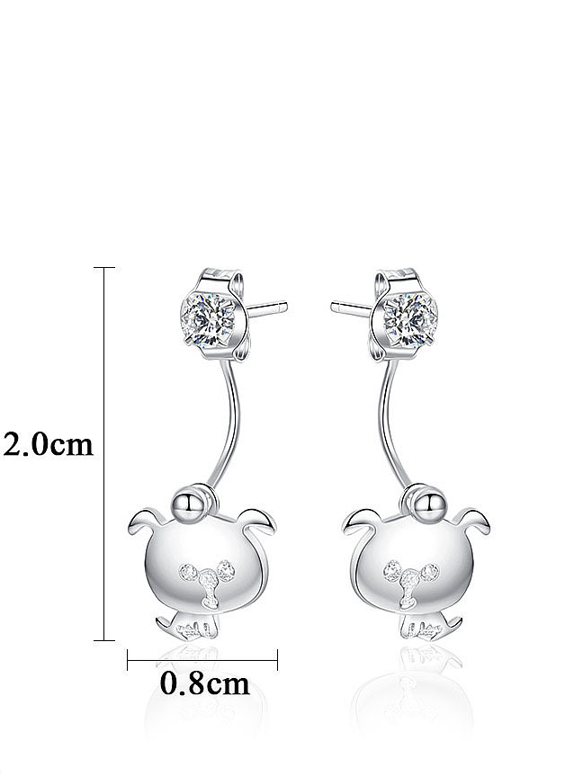 925 Sterling Silver With Rhinestone Cute Animal Stud Earrings