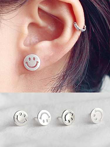 925 Sterling Silver Smooth Smiley Minimalist Stud Earring