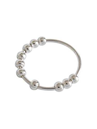 Bague minimaliste en argent sterling 925 avec perles rondes