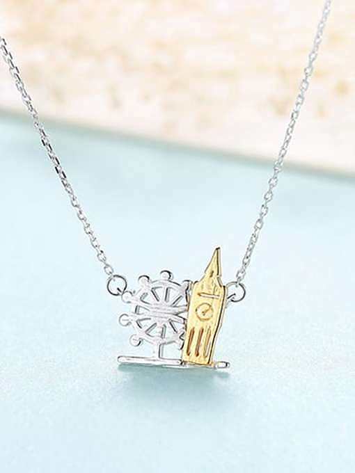925 sterling silver simple personalized building, necklace