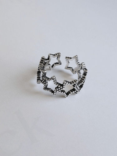 Plata de ley 925 con anillos de estrella vintage chapados en plata antigua