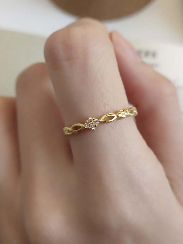 925 Sterling Silver Cubic Zirconia Geometric Minimalist Band Ring