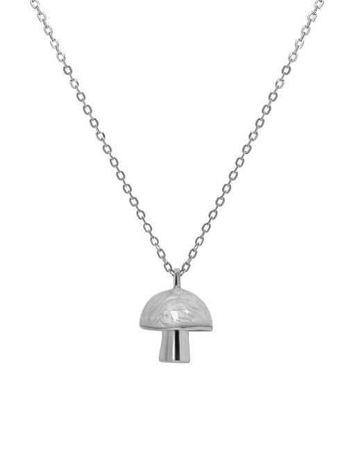 925 Sterling Silver Enamel Mushroom Minimalist Necklace