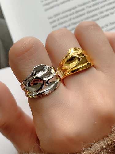 Ring aus 925er Sterlingsilber, geometrischer, minimalistischer, unregelmäßiger Ring in freier Größe