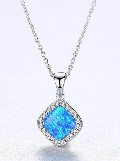 925 Sterling Silber Opal Multi Color Einfache quadratische Halskette mit Anhänger