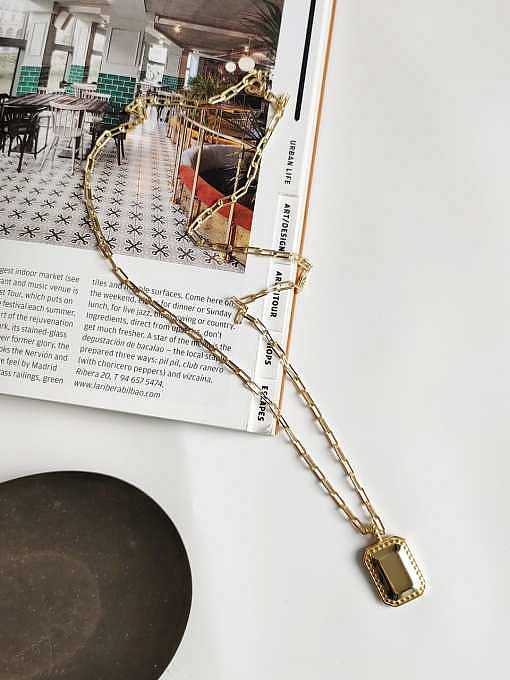 925er Sterlingsilber Einfache glänzende geometrische Anhänger-Halskette