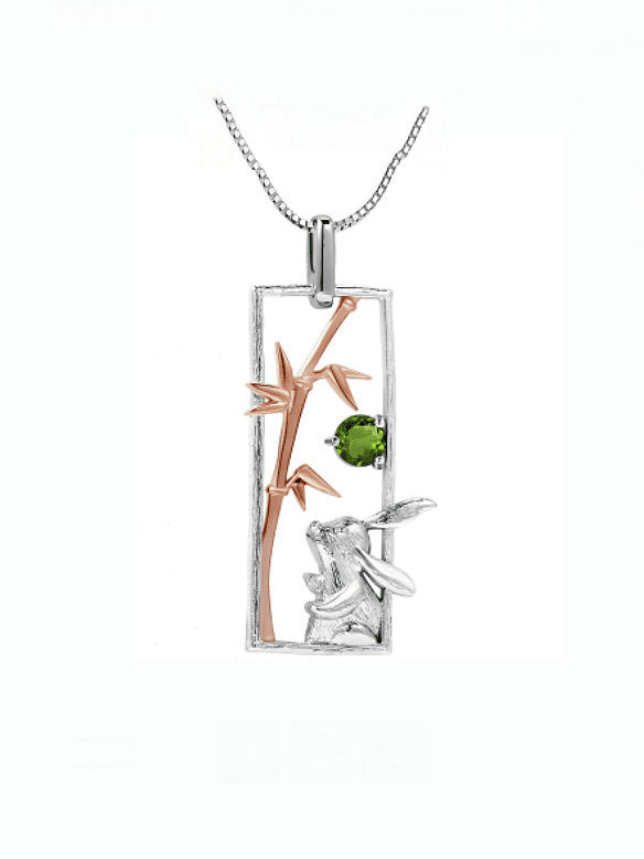 925 Sterling Silver Natural Stone Animal Artisan Necklace